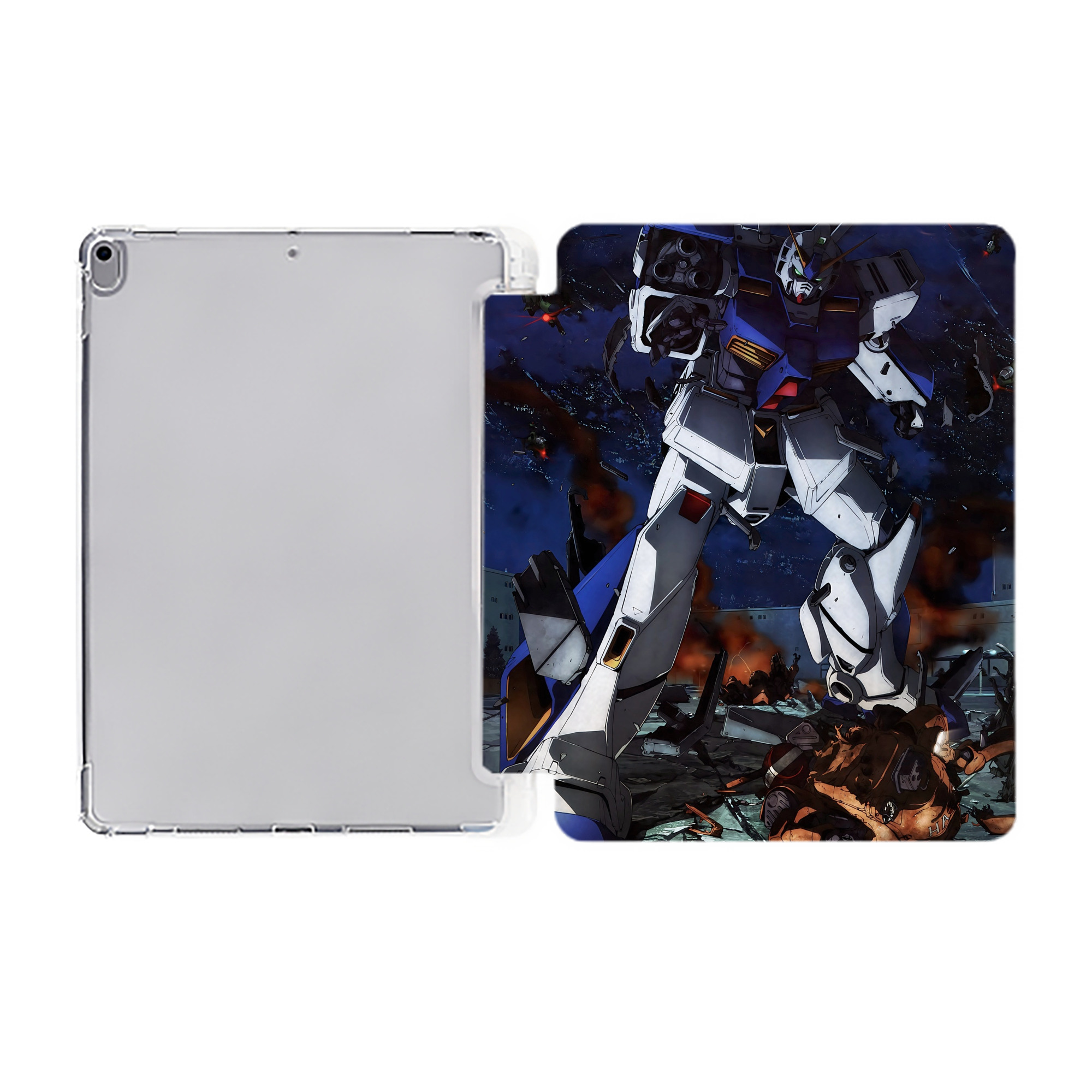 （画像用） 機動戦士ガンダム Mobile Suit Gundam IPad ケース ペン収納付き 三つ折りスタンド PUレザー×シリコン 対応機種9.5/10.5/10.9インチ